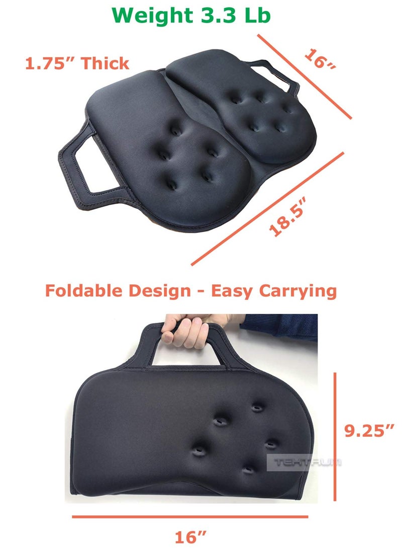 Tektrum Extra Thick Foldable Orthopedic Cool Gel Seat Cushion w/Handle for Home, Office, Chair, Car, Travel-Relief for Back, Sciatica, Tailbone Pain, Promote Healthy Posture (TD-GS1631-BLK) - Image 3